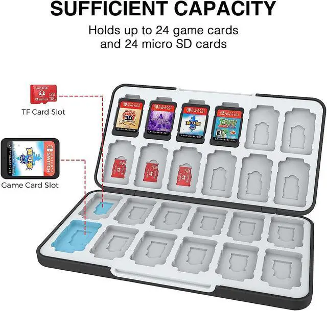 Alt view image 2 of 6 - HEIYING Game Card Case for Nintendo Switch Game Card or Micro SD Memory Cards,Custom Pattern Switch OLED Game Memory Card Storage with 24 Game Card Slots and 24 Micro SD Card Slots.