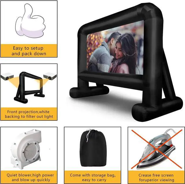 Alt view image 3 of 7 - OUTTOY 20 Feet Inflatable Movie Screens Blow Up Mega Movie Screens, Inflatable Theater Projector Screen Outdoor with Quiet Blower and Carry Bag - Supports Front and Rear Projection