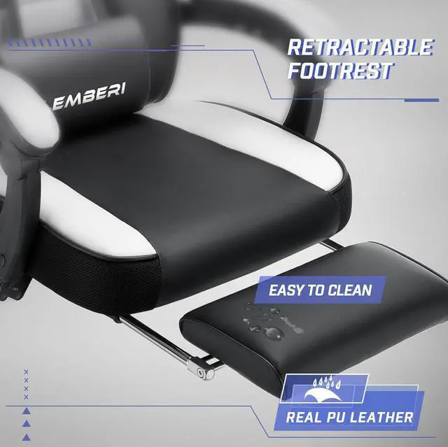 Alt view image 7 of 7 - LEMBERI Gaming Chairs with Footrest,Ergonomic Video Game Chairs for Adults,Big and Tall Gaming Chair 400lb Weight Capacity, Racing Style Gaming Computer Gamer Chair with Headrest and Lumbar Support