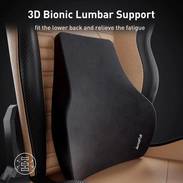 Alt view image 3 of 7 - AutoFull Gaming Chair PC Chair with Ergonomics Lumbar Support, Racing Style PU Leather High Back Adjustable Swivel Task Chair with Footrest (Brown)