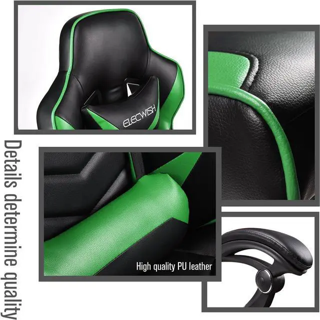 Alt view image 6 of 7 - ARTETHYS Gaming Chair for Adults Ergonomic Racing Style High Back Computer Chair with Footrest Headrest and Lumbar Support PU Leather 90-150 Degree Tilt