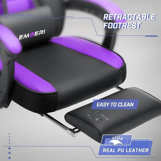 Alt view image 7 of 7 - LEMBERI Gaming Chairs for Adults,Ergonomic Video Game Chairs with footrest,Big and Tall Gaming Chair 400lb Weight Capacity, Racing Style Gaming Computer Gamer Chair with Headrest and Lumbar Support