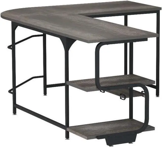 Alt view image 6 of 7 - Teraves Reversible L Shaped Desk with Large Surface, 69 Inch Sturdy Corner Desk with Storage Shelves, Premium Office Computer Desk Workstation for Home Office Gaming