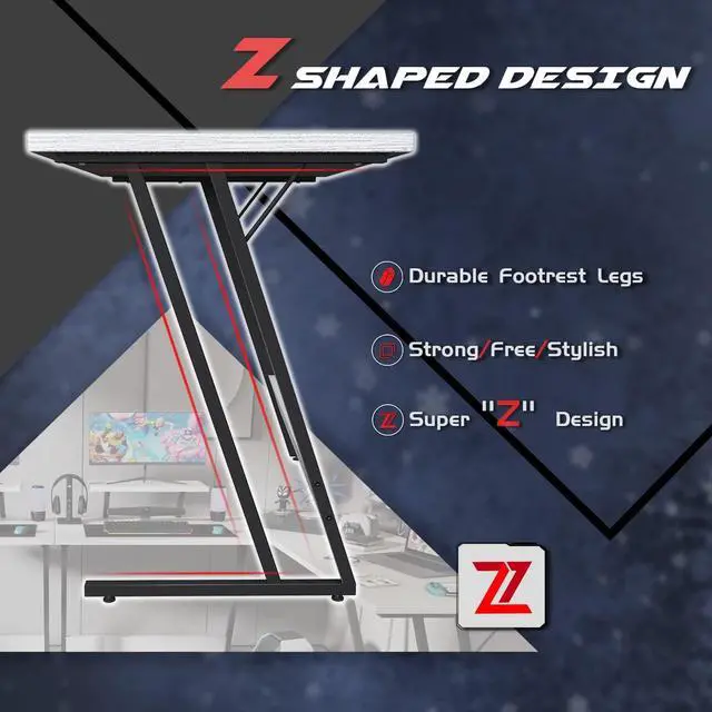 Alt view image 6 of 7 - Homall L Shaped Gaming Desk Computer Corner Desk PC Gaming Desk Table with Large Monitor Riser Stand for Home Office Sturdy Writing Workstation (Classical White, 51 Inch)