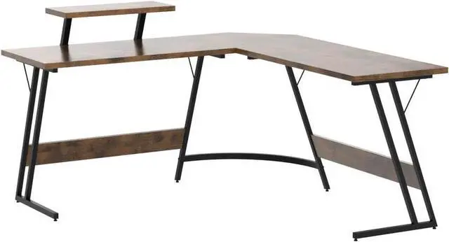 Alt view image 4 of 7 - Homall L Shaped Gaming Desk Computer Corner Desk PC Gaming Desk Table with Large Monitor Riser Stand for Home Office Sturdy Writing Workstation (Classical Brown, 51 Inch)