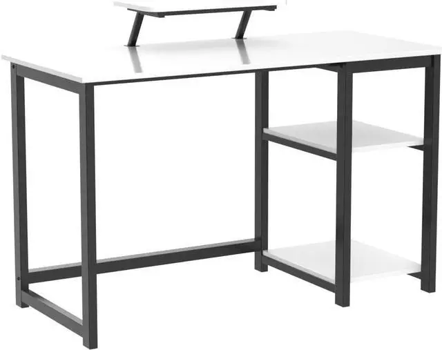 Alt view image 4 of 7 - GreenForest Computer Desk with Monitor Stand,47 inch Home Office Desk with Reversible Storage Shelves,Modern Writing Desk Study PC Laptop Work Table,White