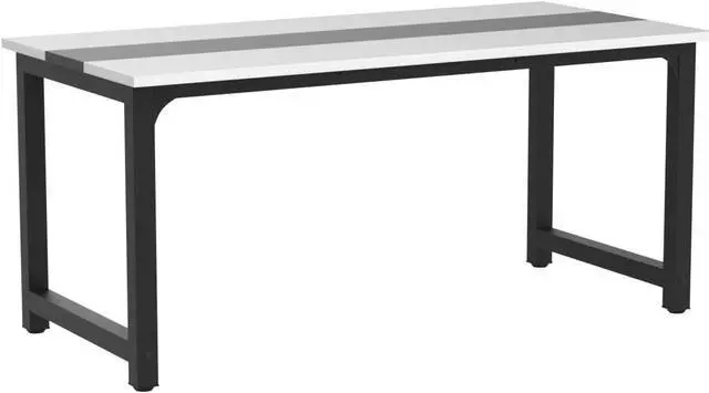 Alt view image 5 of 7 - Tribesigns 70.8Executive Desk, Large Office Computer Desk with Thicken Frame, Modern Simple Workstation Business Furniture for Home Office, White/Black