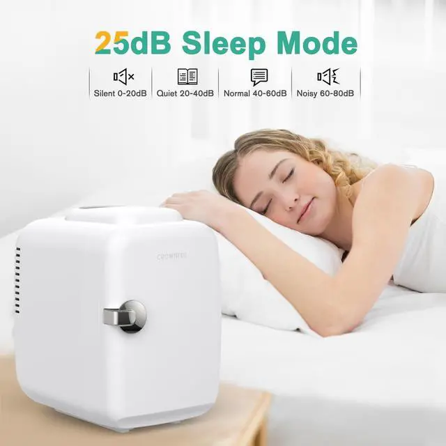 Alt view image 5 of 7 - CROWNFUL Mini Fridge, 4 Liter/6 Can Portable Cooler and Warmer Personal Refrigerator for Skin Care, Cosmetics, Beverage, Food,Great for Bedroom, Office, Car, Dorm, ETL Listed (White)