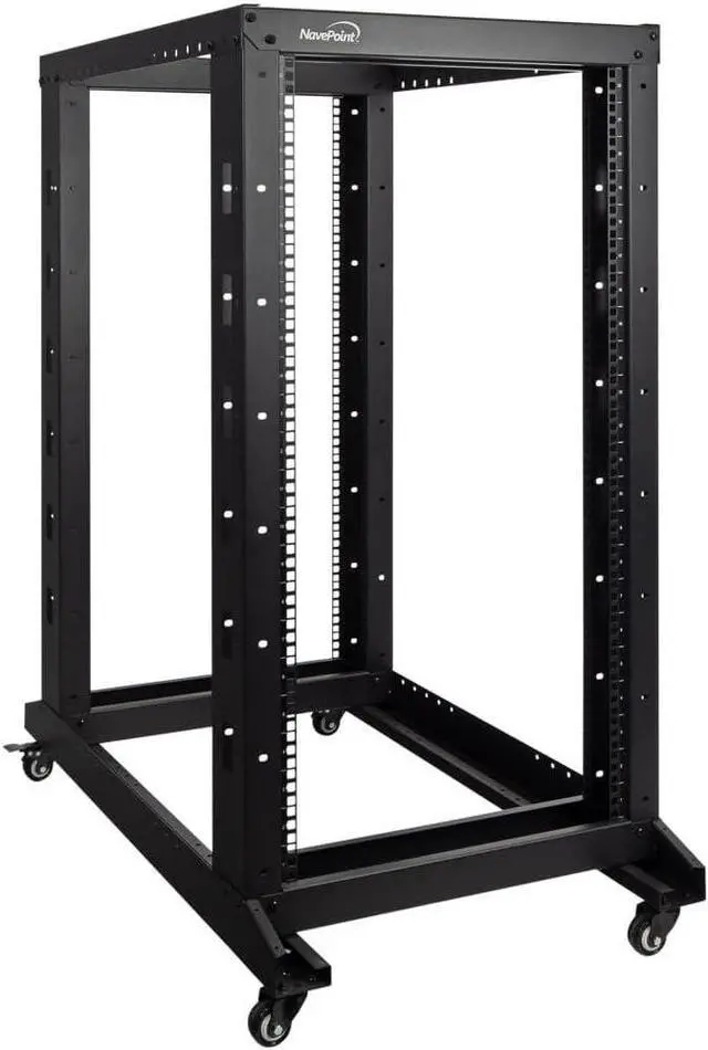 Main image of NavePoint 22U 4 Post Server Rack  Open Frame Rack for 19 Inch Equipment, Adjustable Depth 4-Post Network Rack with Casters Wheels, 22U Server Rack 881lbs Capacity, Black