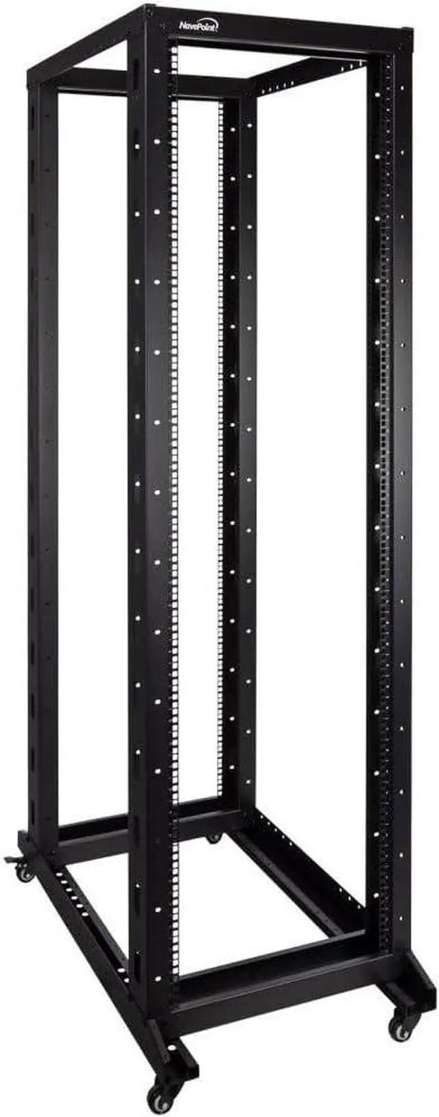 Main image of NavePoint 42U 4 Post Server Rack  Open Frame Rack for 19 Inch Equipment, Adjustable Depth 4-Post Network Rack with Casters Wheels, 42U Server Rack 881lbs Capacity, Black