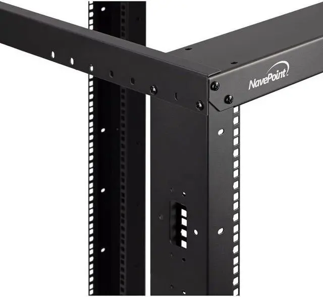 Alt view image 6 of 7 - NavePoint 42U 4 Post Server Rack  Open Frame Rack for 19 Inch Equipment, Adjustable Depth 4-Post Network Rack with Casters Wheels, 42U Server Rack 881lbs Capacity, Black
