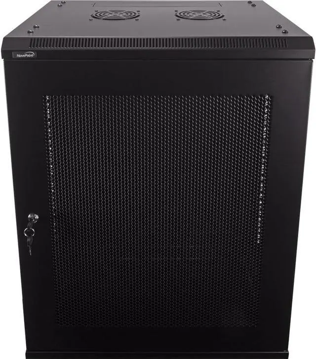 Main image of NavePoint 15U Server Rack Enclosure - 17.7 Deep, 15U Wall Mount Network Cabinet with Locking Perforated Door, 19 IT Equipment Compatible, 15U Network Rack, Removable Side Panels, Black
