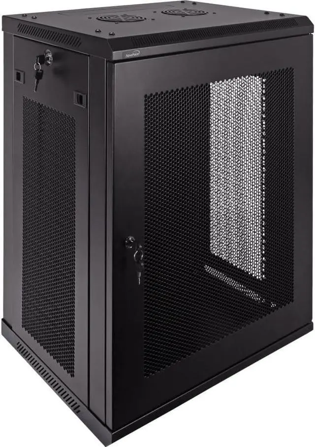Alt view image 5 of 6 - NavePoint 15U Server Rack Enclosure - 17.7 Deep, 15U Wall Mount Network Cabinet with Locking Perforated Door, 19 IT Equipment Compatible, 15U Network Rack, Removable Side Panels, Black