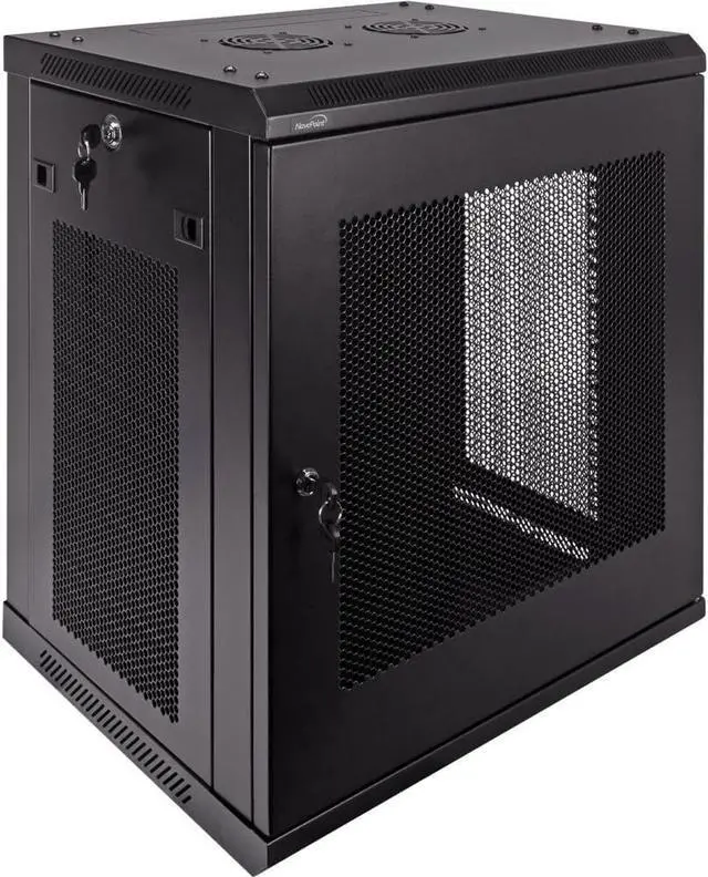 Alt view image 5 of 6 - NavePoint 12U Server Rack Enclosure - 17.7 Deep, 12U Wall Mount Network Cabinet with Locking Perforated Door, 19 IT Equipment Compatible, 12U Network Rack, Removable Side Panels, Black