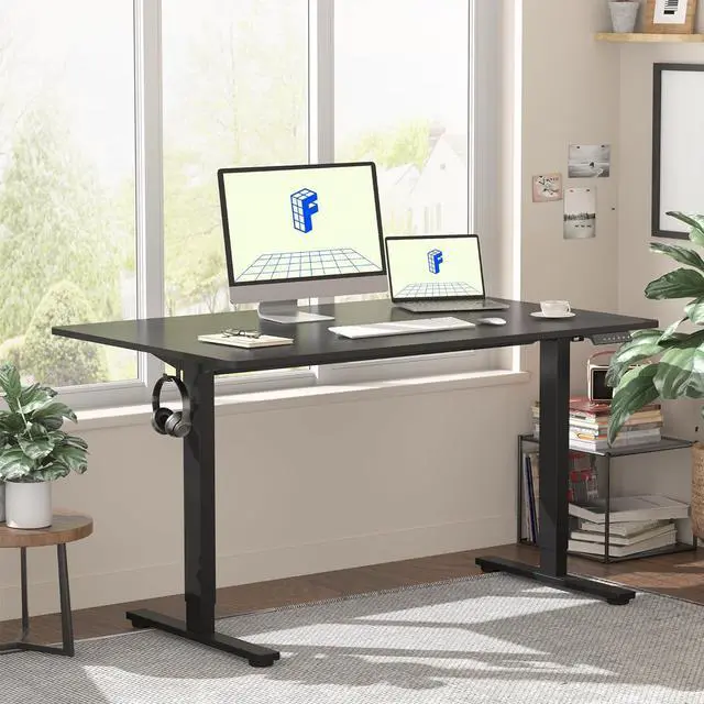 Alt view image 2 of 7 - FLEXISPOT Standing Desk 48 Inches Whole-Piece Desk Board Electric Stand Up Desk Height Adjustable Desk for Home Office Sit Stand Desk(Black Frame + 48" Black Top)