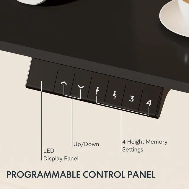 Alt view image 4 of 7 - FLEXISPOT Standing Desk 48 Inches Whole-Piece Desk Board Electric Stand Up Desk Height Adjustable Desk for Home Office Sit Stand Desk(Black Frame + 48" Black Top)
