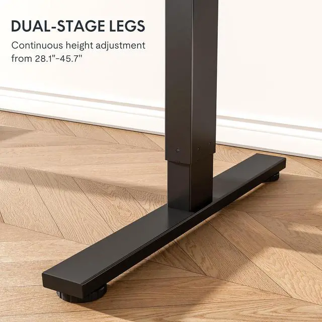 Alt view image 5 of 7 - FLEXISPOT Standing Desk 48 Inches Whole-Piece Desk Board Electric Stand Up Desk Height Adjustable Desk for Home Office Sit Stand Desk(Black Frame + 48" Black Top)