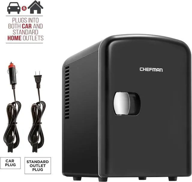 Alt view image 4 of 7 - Chefman - Iceman Mini Portable Black Personal Fridge Cools Or Heats and Provides Compact Storage For Skincare, Snacks, Or 6 12oz Cans W/A Lightweight 4-liter Capacity To Take On The Go