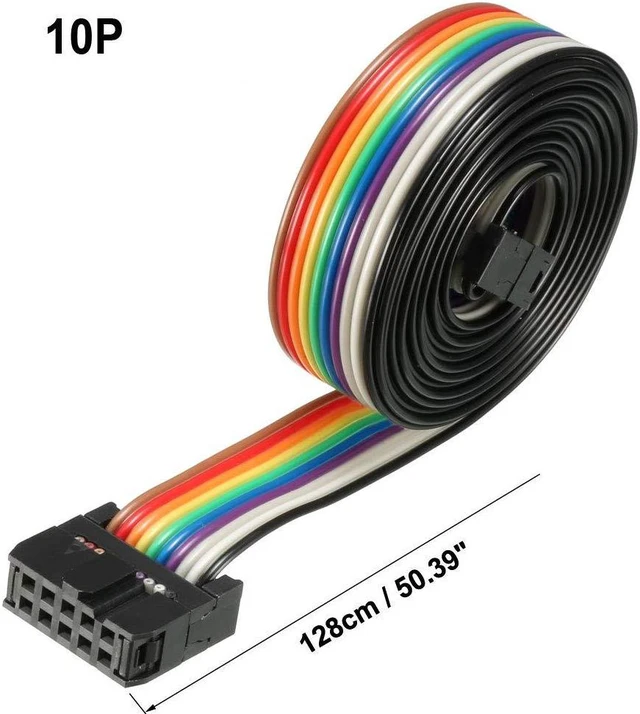Alt view image 2 of 5 - uxcell IDC Rainbow Wire Flat Ribbon Cable 10 Pins 128cm Length 2.54mm Pitch 2pcs Type-B