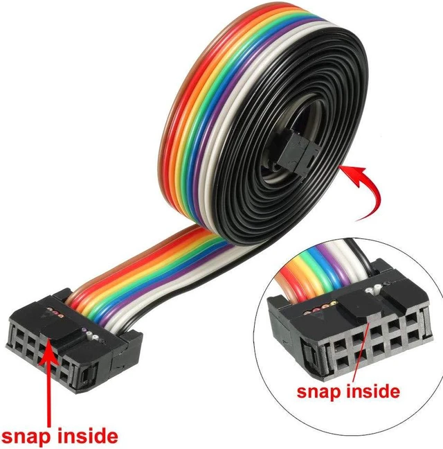 Alt view image 3 of 5 - uxcell IDC Rainbow Wire Flat Ribbon Cable 10 Pins 128cm Length 2.54mm Pitch 2pcs Type-B