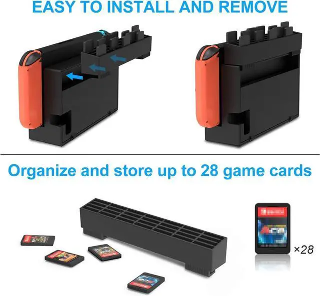 Alt view image 3 of 7 - Charger Compatible with Nintendo Switch for Joy con, Charging Dock Stand Station Base and Game Card Storage Holder with 28 Game Card Slots Compatible with Nintendo Switch