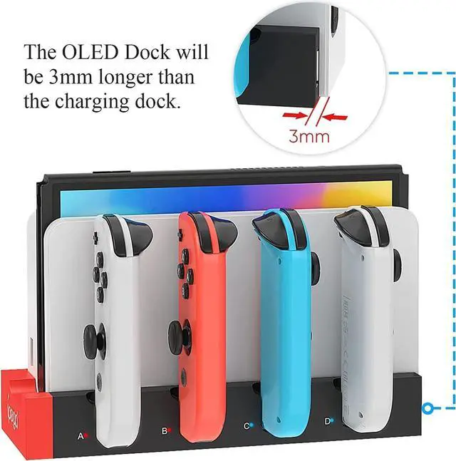 Alt view image 6 of 7 - Charger Compatible with Nintendo Switch for Joy con, Charging Dock Stand Station Base and Game Card Storage Holder with 28 Game Card Slots Compatible with Nintendo Switch