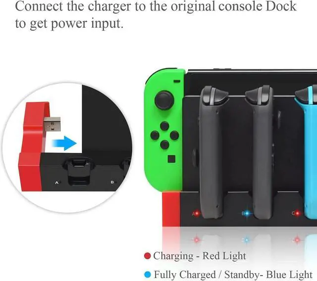 Alt view image 7 of 7 - Charger Compatible with Nintendo Switch for Joy con, Charging Dock Stand Station Base and Game Card Storage Holder with 28 Game Card Slots Compatible with Nintendo Switch