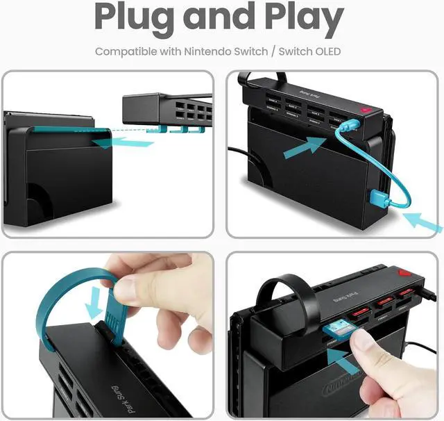 Alt view image 3 of 7 - Park Sung Switch Game Switcher, Switch Game Card Reader, 8-in-1 Game Cards Holder, Quick Switching Adapters for Switch/Switch OLED (4 for Game+4 for Storage)