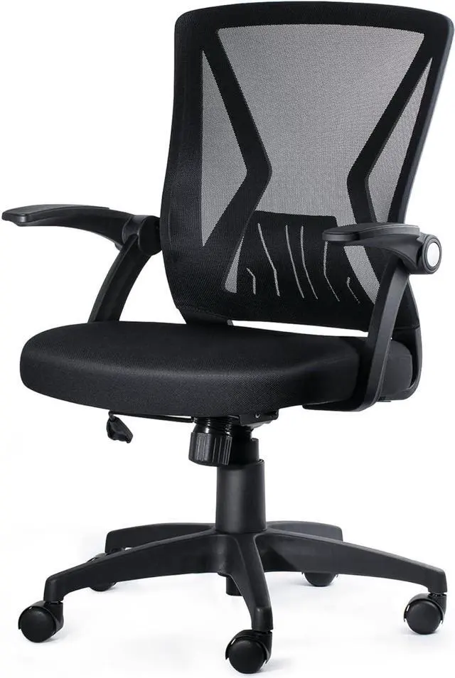 Main image of KOLLIEE Mid Back Mesh Office Chair Ergonomic Swivel Black Mesh Computer Chair Flip Up Arms with Lumbar Support Adjustable Height Task Chair