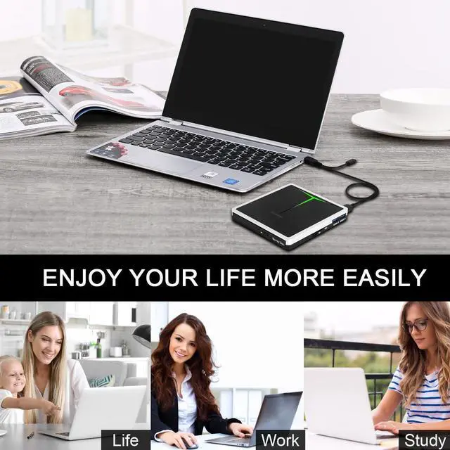 Alt view image 6 of 7 - External Blu Ray Drive, USB C Blu Ray Burner Portable Bluray DVD Player BD Reader Writer, USB 3.0 External Blu-ray Drives Optical Blueray/DVD Drive for PC Laptop Mac Desktop Windows 11 Linux