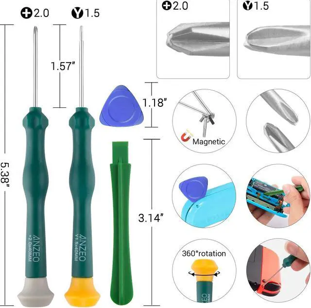 Alt view image 3 of 6 - 2 Pack Joycon Joysticks, Joycon Repair Kit Joystick Replacement Parts for Nintendo Switch, Switch Lite & Switch OLED, Include Thumb Grips, Metal Lock Buckles