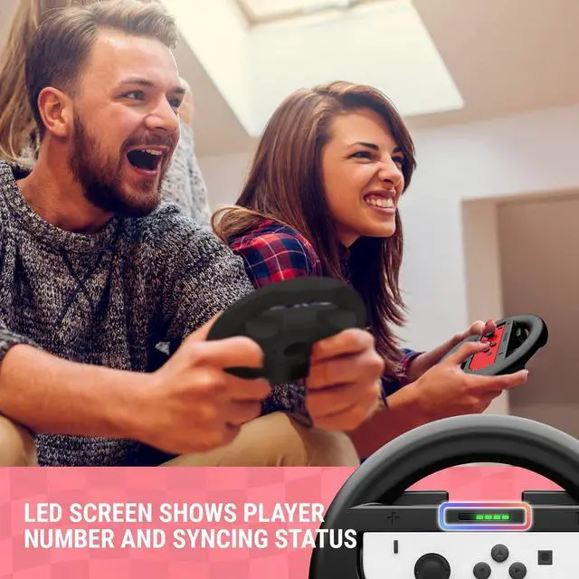Alt view image 4 of 7 - Orzly Steering Wheels for Nintendo Switch & OLED Console JoyCons, Racing Wheels for Mario Kart 8 Deluxe [Mariokart Switch Steering Wheel Joycon Controller Attachment Accessories]-Twin Pack [2X Black]