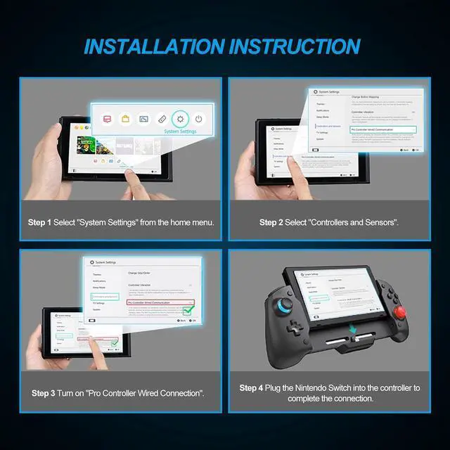 Alt view image 5 of 7 - NexiGo Gripcon Switch Controller for Handheld Mode, Ergonomic Controller for Nintendo Switch with 6-Axis Gyro, Dual Motor Vibration, Compatible with All Games of Switch, Not for OLED