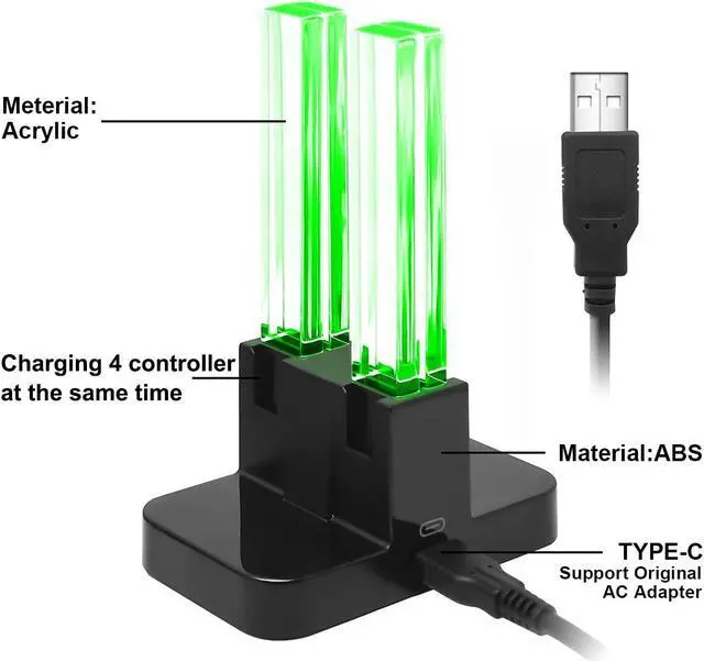 Alt view image 2 of 6 - Charging Dock Compatible with Nintendo Switch for Joy Con & OLED Model Controller with Lamppost LED Indication, Charger Stand Station with Charging Cable