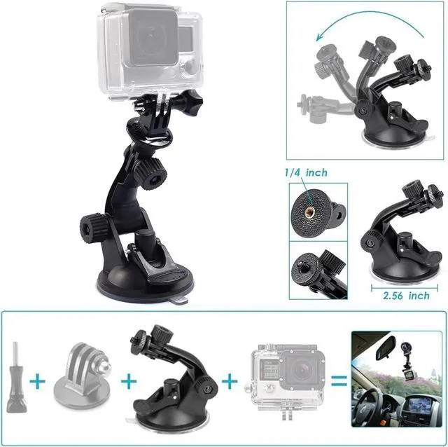 Alt view image 4 of 7 - VVHOOY Action Camera Accessories Kit Bundle Compatible with Gopro Hero 12 11 10 9 8 7/AKASO EK7000 Brave 4 Brave 7 LE V50X/insta360 X3 ONE X2 Selfie Stick Floating Handle Grip Car Suction Cup Mount