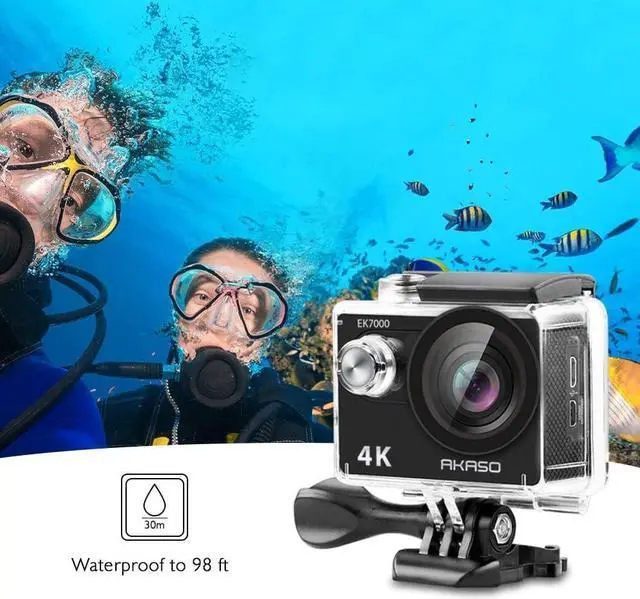 Alt view image 4 of 7 - AKASO EK7000 4K30FPS 20MP Action Camera Ultra HD Underwater Camera 170 Degree Wide Angle 98FT Waterproof Camera Support External Microphone