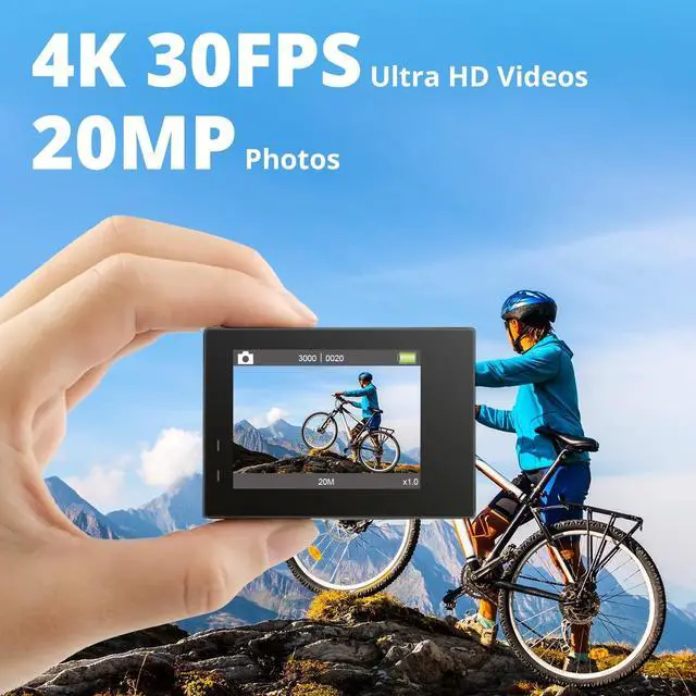 Alt view image 2 of 7 - AKASO Brave 4 4K30fps 20MP WiFi Action Camera Ultra Hd with EIS 131ft Waterproof Camera Remote Control 5xZoom Underwater Camcorder with 2 Batteries and Helmet Accessories Kit