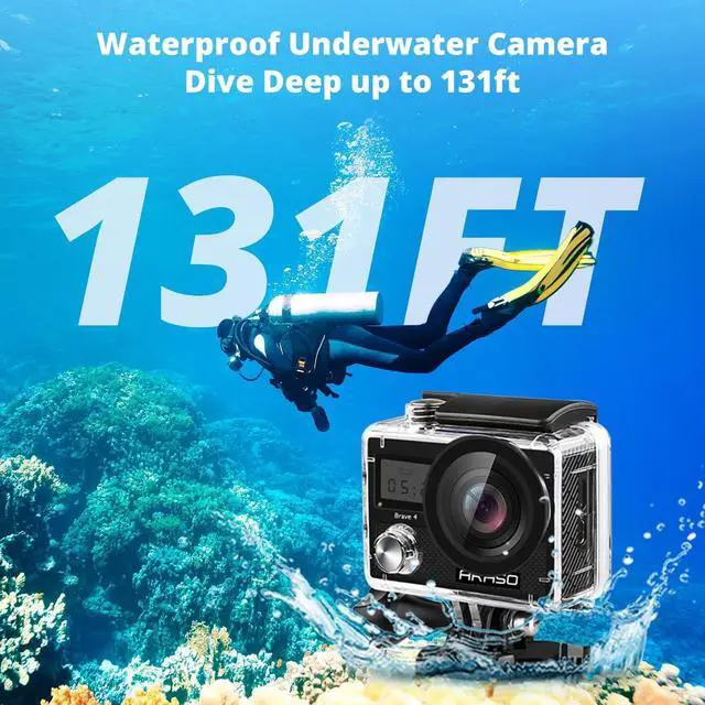 Alt view image 4 of 7 - AKASO Brave 4 4K30fps 20MP WiFi Action Camera Ultra Hd with EIS 131ft Waterproof Camera Remote Control 5xZoom Underwater Camcorder with 2 Batteries and Helmet Accessories Kit