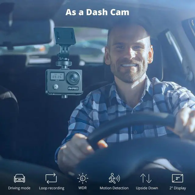 Alt view image 7 of 7 - AKASO Brave 4 4K30fps 20MP WiFi Action Camera Ultra Hd with EIS 131ft Waterproof Camera Remote Control 5xZoom Underwater Camcorder with 2 Batteries and Helmet Accessories Kit