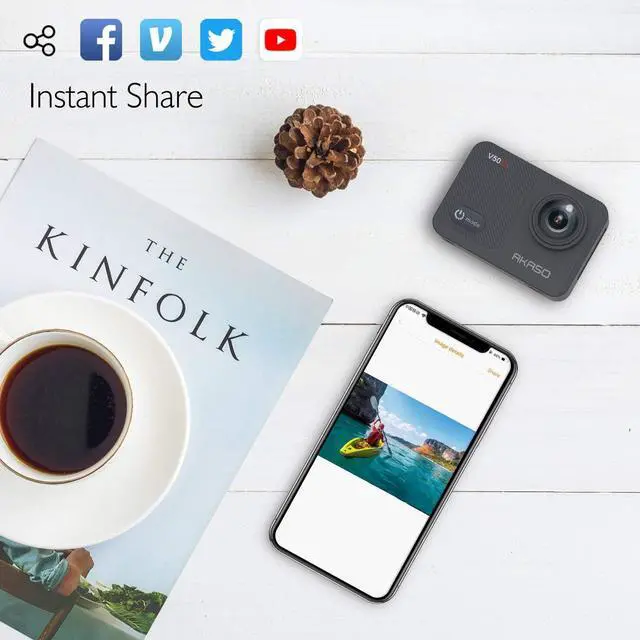 Alt view image 6 of 7 - AKASO V50X Native 4K30fps WiFi Action Camera with EIS Touch Screen 4X Zoom 131 feet Waterproof Camera Support External Mic Remote Control with Helmet Accessories (Without 64GB MicroSD Card)