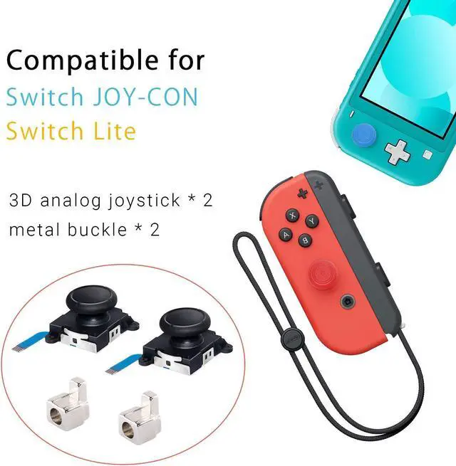 Alt view image 2 of 6 - 2 Pack Joycon Joysticks, Joycon Repair Kit Joystick Replacement Parts for Nintendo Switch, Switch Lite & Switch OLED, Include Thumb Grips, Metal Lock Buckles
