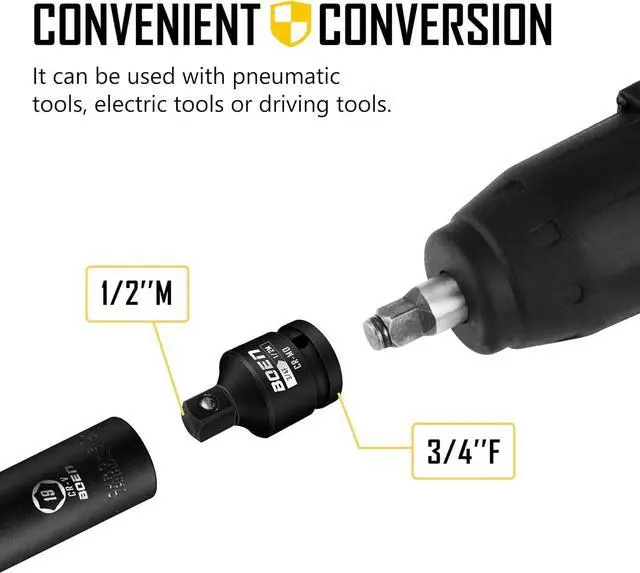 Alt view image 6 of 7 - 8 Piece Impact Socket Adapter and Reducer Set, 1/4" 3/8" 1/2" 3/4" Drive Socket Adapter Set with Durable Case for Impact Driver Conversions (Upgraded)