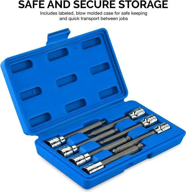 Alt view image 5 of 5 - Neiko 10243A 3/8-Inch-Drive Extra-Long Ball-End Hex-Bit Socket Set, Metric Sockets 3/8" or 3 to 10 mm, S2 Steel, 7-Piece Set
