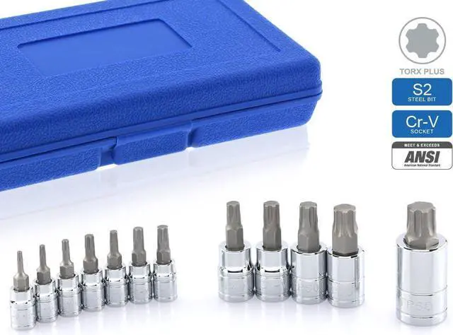 Alt view image 4 of 5 - Neiko 10086A 6 Point Torx Plus Bit Socket Set, 1/4-Inch, 3/8-Inch and 1/2-Inch Drive, TP8 - TP60, 12-Piece