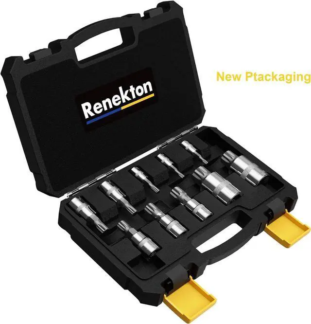 Alt view image 5 of 7 - Renekton Triple Square Spline Bit Socket Set XZN,Tamper Proof,1/2" 3/8" 1/4" Drive,M4 - M18,S2 Steel,10 Pieces