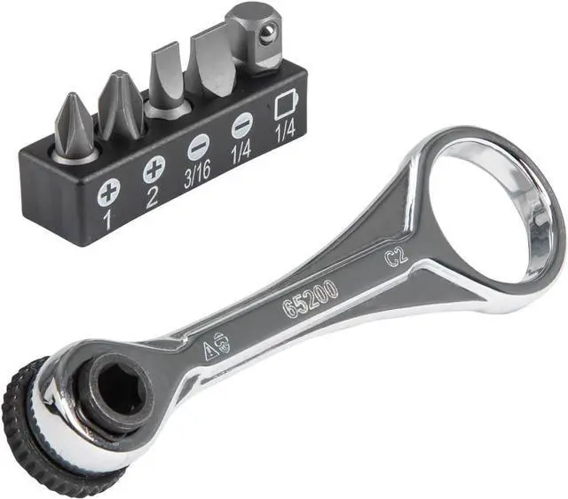 Main image of Klein Tools 65200 Ratchet Set, 5-Piece Mini Ratchet Set with Phillips, Slotted, and Adapter for Other Socket Sizes, For Tight Spaces