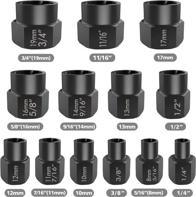 Alt view image 2 of 7 - Eapele Bolt Extractor Set, Stripped Nut Remover Twist Sockets, Fit 3/8" Square Drive with Solid Storage Case (13pcs, Black)