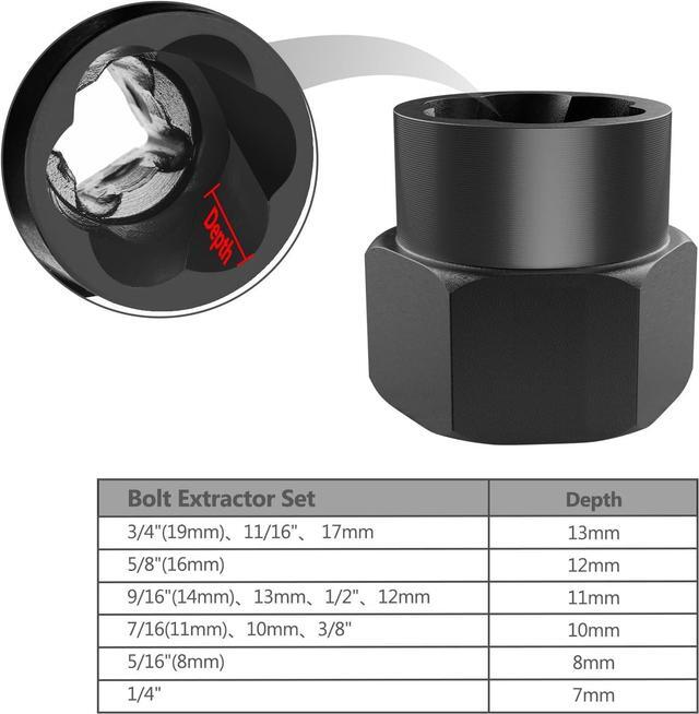 Alt view image 3 of 7 - Eapele Bolt Extractor Set, Stripped Nut Remover Twist Sockets, Fit 3/8" Square Drive with Solid Storage Case (13pcs, Black)