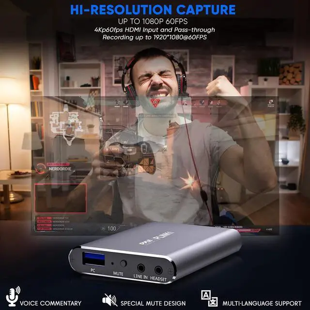 Alt view image 6 of 7 - PyleUsa Capture Card - Full HD 1080p 4K HDMI-to-USB Audio-Video Via DSLR Camcorder Action Cam, Ultra Low Latency, Record to Computer for Gaming, Streaming, Conference or Live Broadcasting - PLINK1