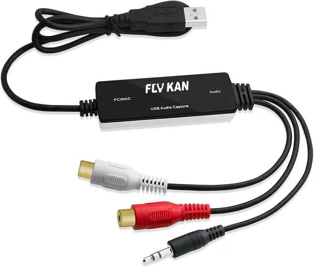 Main image of USB 2.0 Digital Audio Capture Card for Windows 10/8.1/8 / 7 / and Mac OS 10.14 - Audio Grabber for Cassette Tapes to mp3 Converter